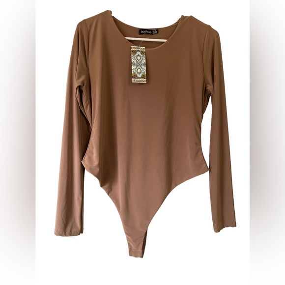 Boohoo Other - BOOHOO SLINKY DOUBLE LAYER PLUNGE BODYSUIT size 12 NWT